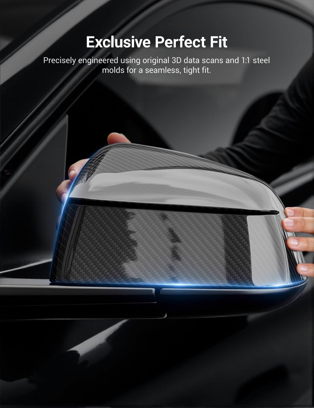 Carbon-Fiber-Style Side Mirror Covers for Tesla Model Y