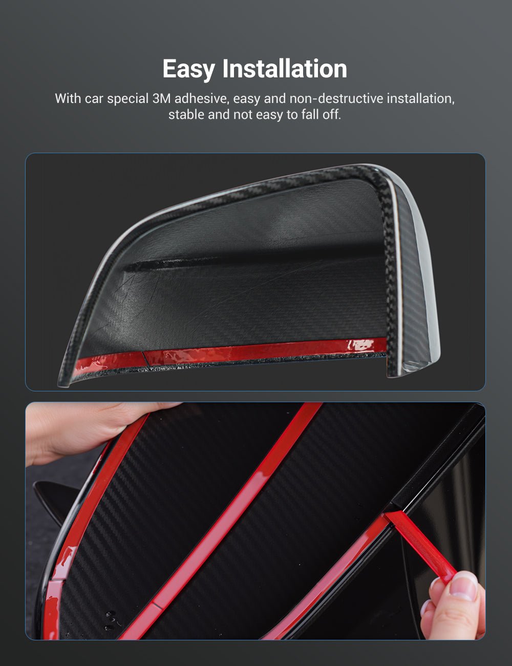 Carbon-Fiber-Style Side Mirror Covers for Tesla Model Y