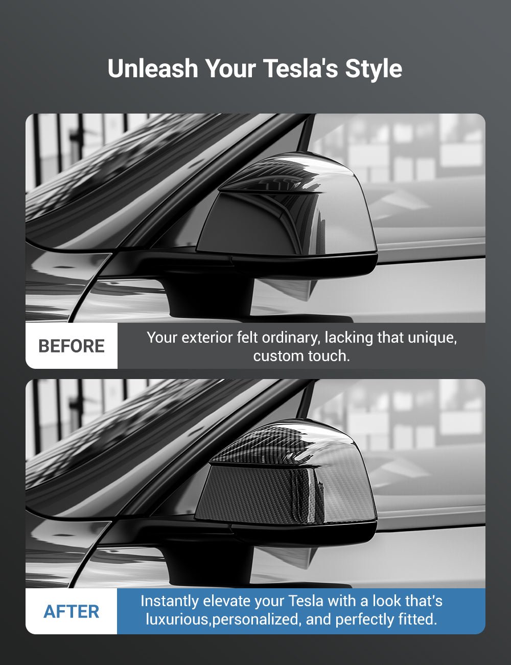 Carbon-Fiber-Style Side Mirror Covers for Tesla Model Y