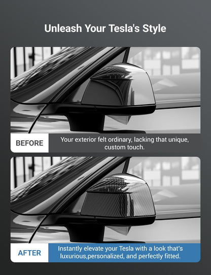 Carbon-Fiber-Style Side Mirror Covers for Tesla Model Y