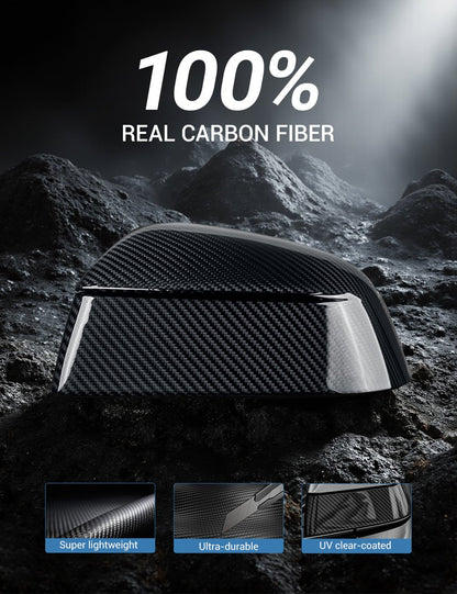 Carbon-Fiber-Style Side Mirror Covers for Tesla Model Y